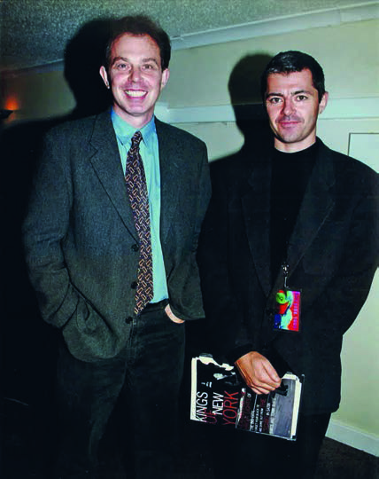 Alan Edwards and Tony Blair prior to a David Bowie concert.